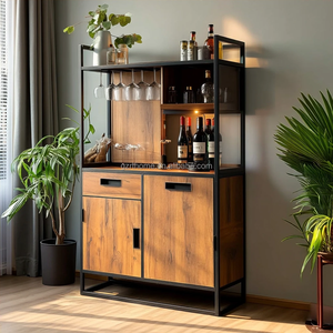 Meuble de Rangement en Bois Sur Mesure <span class=keywords><strong>Cabinet</strong></span> <span class=keywords><strong>Bar</strong></span> de Maison Mini <span class=keywords><strong>Bar</strong></span> Meuble à Vin Amovible - Product Image 2