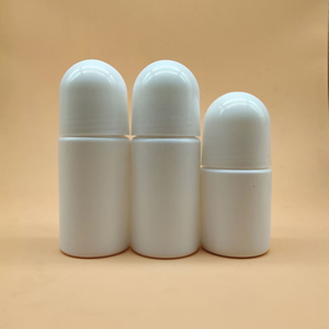 White Cylinder Roll On Bottles With Dome Caps For Personal Care Use - Product Image 1