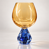 Verre à vin de luxe en cristal K9 avec base élégante en pierres précieuses, gobelet à vin rouge sur piédestal, verre sans pied en cristal de qualité supérieure pour bar et mariage