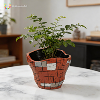 Vas Mosaik Wajah Manusia dari Resin, Pot Bunga Artistik, Hiasan Meja, Ornamen Ruang Tamu, Kerajinan Resin, Miniatur Kecil