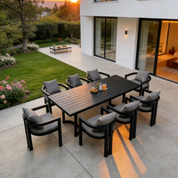 Ensemble de table à manger d'extérieur en aluminium carré moderne - Finition durable, imperméable et résistante aux UV, garantie de 3 ans, utilisation pour les banquets dans les hôtels