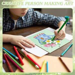 10 pièces ensemble ensemble de peinture couleur bricolage pour enfants avec modèle de ligne gravé au Laser artisanat en bois pour décoration suspendue Graffiti - Product Image 4