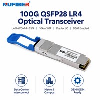Transceiver Fibre Optique QSFP28 100GBASE-LR4 10km LC SMF DDM Température Industrielle Étiquette Personnalisée Vente en Gros Usine Approvisionnement en Vrac