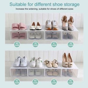 6pcs/Set Fold <b>Plastic</b> Shoes Case Thickened Transparent <b>Drawer</b> Case Shoe Boxes Stackable Box Shoe Organizer Shoebox Living Room - Product Image 4