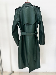 Disponibile: Cappotto <span class=keywords><strong>Trench</strong></span> Donna in Ecopelle <span class=keywords><strong>Verde</strong></span> Moda 2026, Lungo, Doppiopetto con Cintura, Giacca Elegante Invernale - Product Image 4