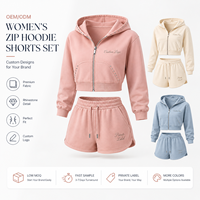 Ensemble deux pièces décontracté pour femme en coton, coupe ajustée, avec sweat à capuche à manches longues et short – Tenue basique streetwear simple et confortable