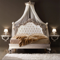 Juego de Cama King Size de Lujo para Villa, con Decoración de Hojas Doradas, Estilo Clásico Francés, Madera Preciosa, Sofá Cama Doble