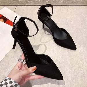 Sandalias de tacón alto con punta en pico y lazo, cómodas y elegantes, con correa en el tobillo, para mujer, ideales para verano y primavera. - Product Image 3