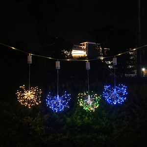 <span class=keywords><strong>Bleu</strong></span> Blanc Feu D'artifice LED Fil <span class=keywords><strong>De</strong></span> Cuivre Guirlande Lumineuse Suspendus Starburst Fée Lumières pour La Fête <span class=keywords><strong>De</strong></span> Noël Jardin Décoration Extérieure - Product Image 1