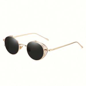 Nouveautés 2020 Mode Vintage Lunettes de soleil steampunk pour hommes et femmes Logo personnalisé Lunettes de soleil rondes en métal - Product Image 5