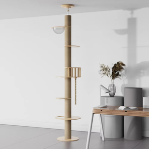 Madera maciza gato árbol Torre suelo techo gato escalada marco de madera altura ajustable árbol sostenible gato árbol madera - Product Image 6
