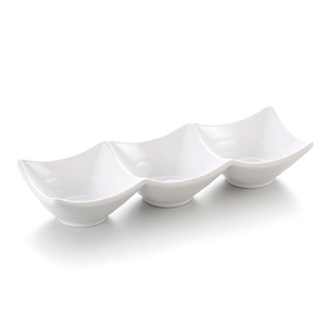Blanco al por mayor de <span class=keywords><strong>melamina</strong></span> de 3 compartimentos divididos sushi salsa contenedor platos de <span class=keywords><strong>plástico</strong></span> - Product Image 1