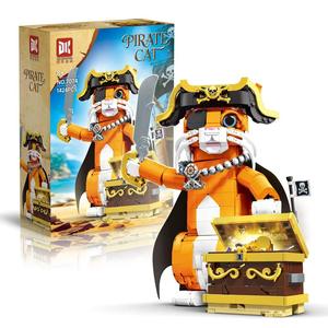 Figura de Gato <span class=keywords><strong>Pirata</strong></span> Personalizable, Juego de Bloques de Construcción de Plástico para Exhibición Creativa y Colección Divertida - Product Image 1