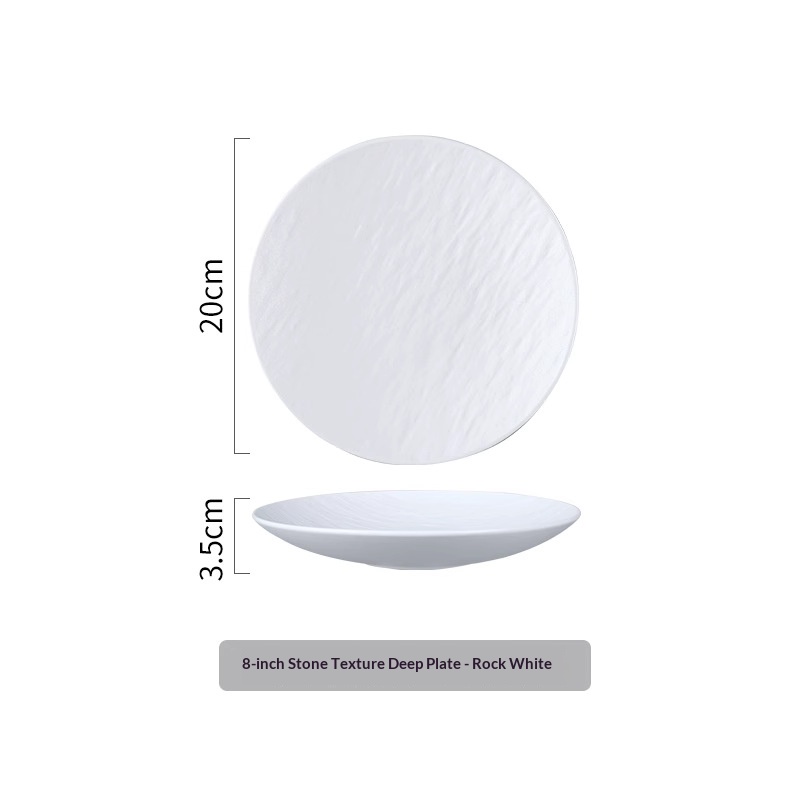 8inch stone pattern deep plate-rock white