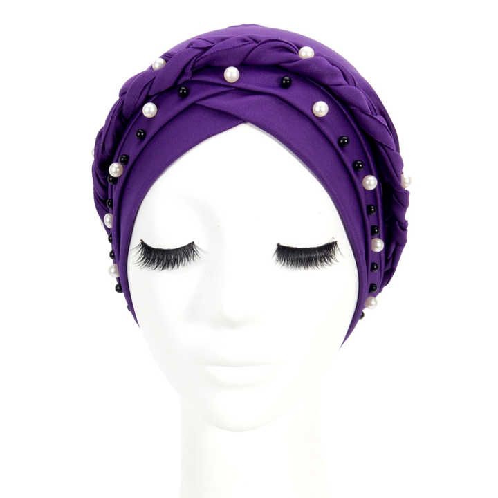 African Women Turban Cap Beaded Headscarf Beanie Twist
