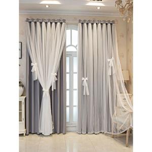 Nueva Cortina de Salón de Doble Capa Integrada de Tela y Gasa Color Crema Totalmente Opaca - Product Image 2