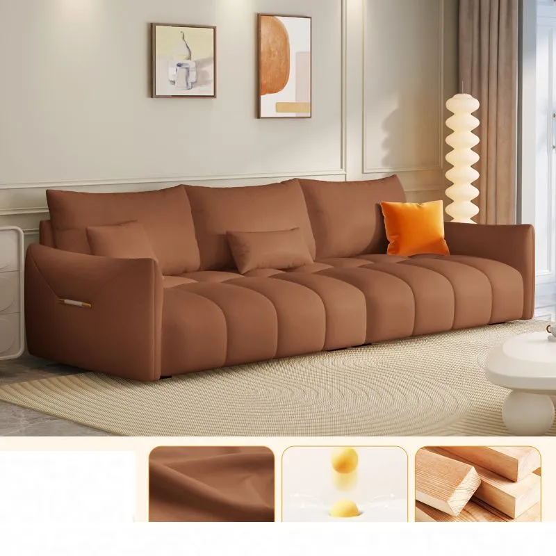 Ý Kem cát tóc kích thước của phòng khách hiện đại đơn giản ánh sáng công nghệ sang trọng vải thẳng hàng Ba Bốn ghế sofa