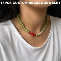 Collier personnalisé à faible MOQ avec perles rondes multicolores, pierres naturelles, perles baroques et éclats de pierres précieuses, bijoux de mode quotidiens pour marque privée