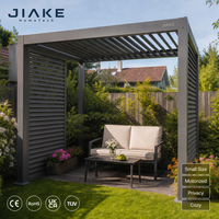 Petite pergola Jiake avec toit à lames motorisées et volets d'ombrage, coin patio confortable pour l'utilisation en extérieur dans les jardins et les espaces arrière