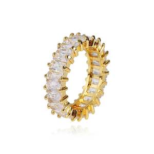 <b>Cz</b> Tennis O <b>Ring</b> Jewelry Diamond Baguette Cubic Zirconia Men's <b>Rings</b> 18K Gold Plated - Product Image 4