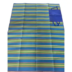 Синий и желтый полосатый высококачественный полипропиленовый пляжный коврик тканый пластиковый коврик наружный коврик водонепроницаемый для RV