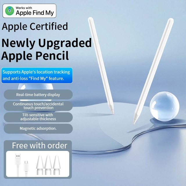 Magnetic Smart Stylus Pen For iPad Capacitive Touch Pencil Find My Function Plastic Pen With Replaceable Nib