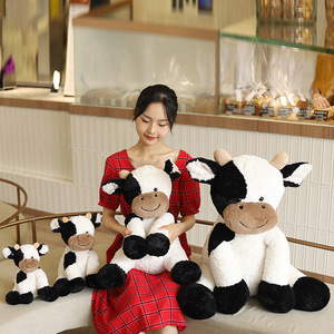 Peluche di mucca morbido floscio animale da fattoria imbottito accessorio per bambole alla rinfusa regali per bambini compleanno cartone animato ispirato alla mucca imbottito - Product Image 4