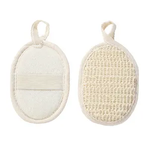 Custom Eco-friendly 100% Natural Skin Exfoliating Luffa Sponge Cotton Sisal Linen Scrubber Body Brush Pads