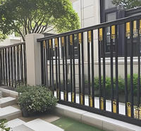 Clôture de jardin en aluminium et fer forgé, design moderne personnalisé, balustrade en verre, pour villa, maison, parc