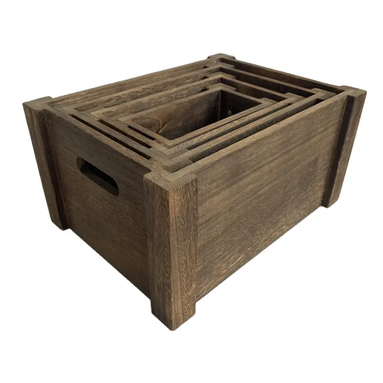 Kitchen Counter Top Catchall Tray Chic Rustic Style Flower Plant Storage Wooden Crates Cheap Unfinished Fruit Crate & barrel
