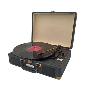 Suitcase Turntable vinyl record player with Bluetooth Transmitter/RCA Out and Built in 2x3w speaker