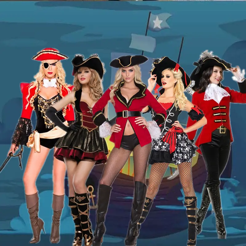 Europäisches, amerikanisches und karibisches Piraten kostüm Neues Halloween-Performance-Kostüm Bühnen kostüm Frauen Erwachsener