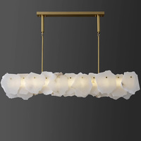 Lustre moderne de luxe en cuivre, matériau laiton, suspension en albâtre, luminaire pour salon et salle à manger, finition marbre