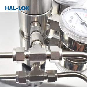 Panel de Control de Manómetros de Acero Inoxidable de Alta Presión para <span class=keywords><strong>Gas</strong></span> Neumático, Regulador de Presión de 0-1.6MPa para Dos Cilindros HAL-LOK - Product Image 3