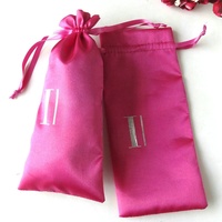 Promotion de luxe Extension d'emballage de cheveux vierges réutilisables pochette de rangement de la poussière en soie sac à cordon en satin avec logo