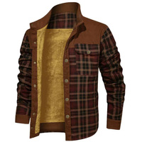 Chemise-veste en flanelle à carreaux pour homme avec doublure matelassée épaisse et chaude à manches longues, impression de logo personnalisée, veste en sherpa en flanelle