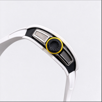 Montre haut de gamme pour homme 6101 en céramique blanche, mouvement à remontage manuel, cadran squelette transparent, montre de sport et d'affaires
