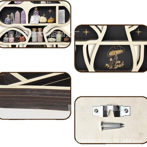 Wooden storage <b>rack</b>, simple mushroom shape, crystal stone storage <b>rack</b>, new solid wood home living room decorative <b>shelf</b>. - Product Image 5