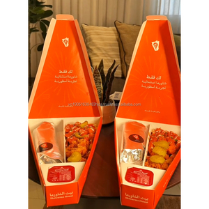 Nueva Caja de Papel Triangular para Comida para Llevar, con Logotipo Personalizado Estampado en Oro, Halal, para Doner Kebab y Shawarma, con Separador - Product Image 1