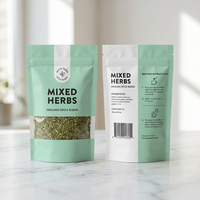 Sachets en plastique transparents imprimés sur mesure 250g 500g pour aliments, épices, pochette réutilisable à fond plat pour piments, ail et assaisonnements