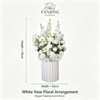 Composition florale de sol de mariage en soie blanche réaliste, faite à la main, pour allée de cérémonie, décoration de luxe