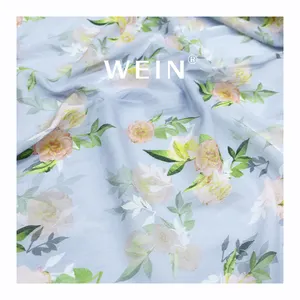 WI-R11 hot sale comfortable flower design woven 100% eco cotton printed textile soft crinkle digital printed fabric for scarves