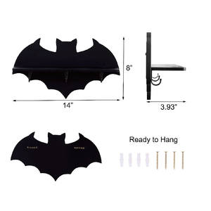 Spooky Home Decor Étagère flottante <span class=keywords><strong>avec</strong></span> cercueil de chauve-souris Crystal Wood Laque Supports de rangement et supports - Product Image 5