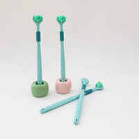 Brosse à dents manuelle quotidienne pour salle de bain avec 3 têtes ergonomiques, poils souples, manche en plastique sans BPA pour usage domestique