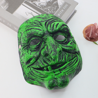 Masque d'horreur de sorcière verte effrayante en mousse PU et caoutchouc pour la vente en gros, fournitures de fête d'Halloween, rôle de festival des fantômes