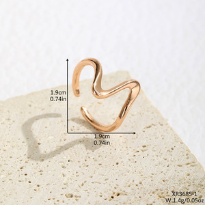 Geometric Wave Pattern <b>Ring</b> <b>Adjustable</b> Open Back Unisex Fashion Jewelry Gift - Product Image 2