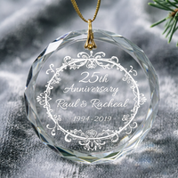 Adorno de Cristal Transparente Facetado Redondo, Recuerdo Personalizado para el 25.º Aniversario del Árbol de Navidad
