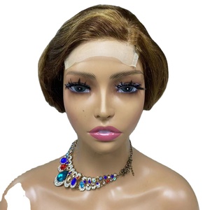 วิกผมราคาถูกแบบ Pixie Cut ลอนหยิก 13x4 Lace Frontal, วิกผมบราซิลแบบสั้น ปมฟอกสี, วิกผม HD Lace ทำจากผมแท้สำหรับผู้หญิงผิวสี - Product Image 4