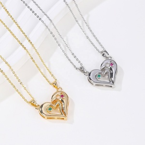 Wholesale the Latest Fashion Couple's Heart Magnetic Clasp <b>Necklace</b> Wholesale Vintage Female Jewelry Set for Gift Party Wedding - Product Image 5