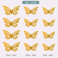 12 Stück/Beutel Schmetterlinge Tortendekoration Papier-Schmetterling Kuchendekoration Backzubehör Party Heim-Deko Dekorationen